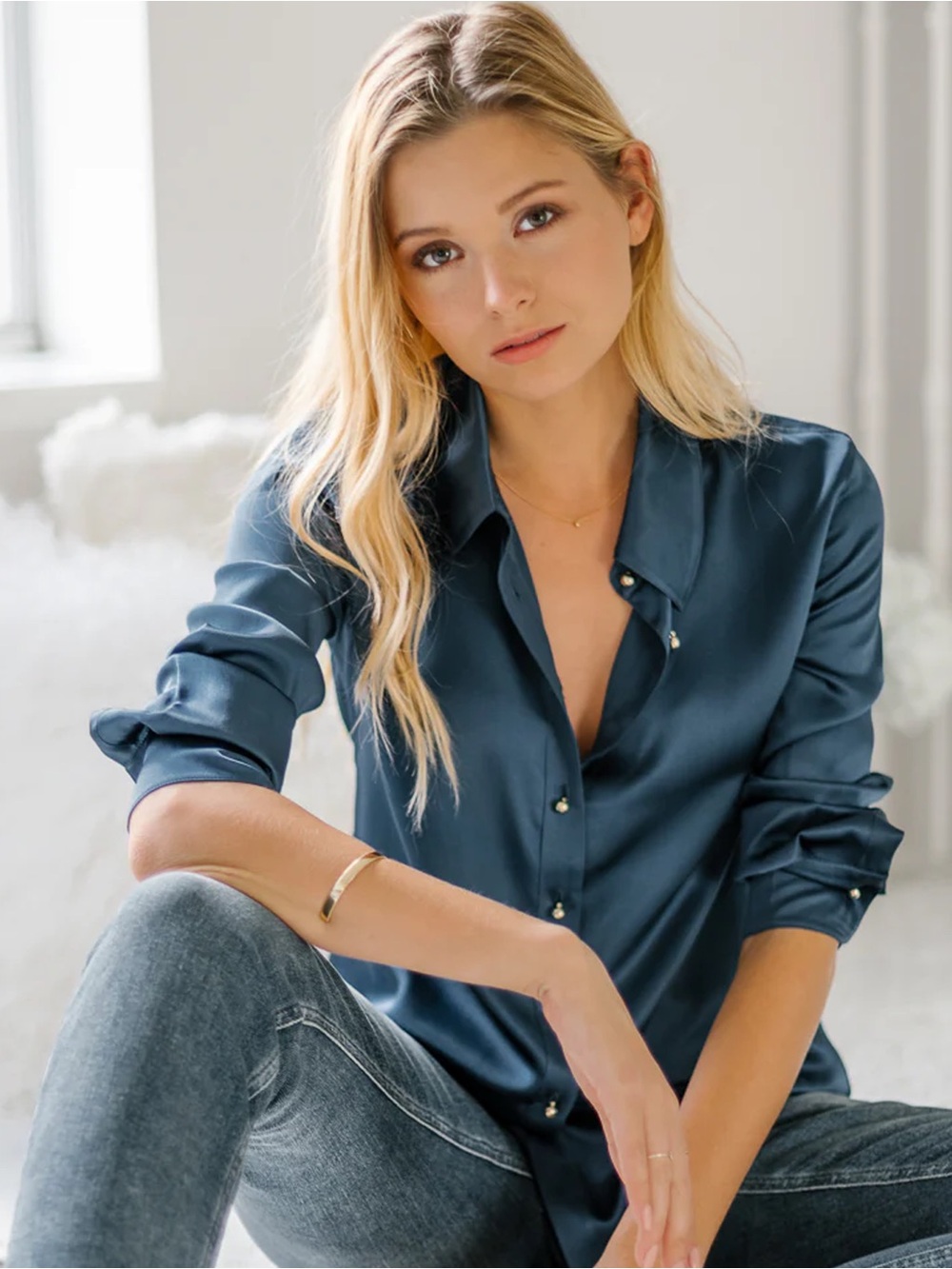 Ravella - Milano Silk Blouse - Midnight Navy